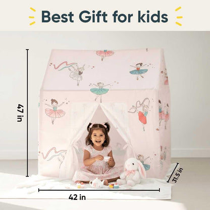 Curious Cub Kids Tent House|Baby Tent House for Kids 2-5 Years|Princess Print Play House for Children with Curtain & Easy Setup|Ideal for Screen Free Play Time,Pretend Play,Reading|Gift for Children