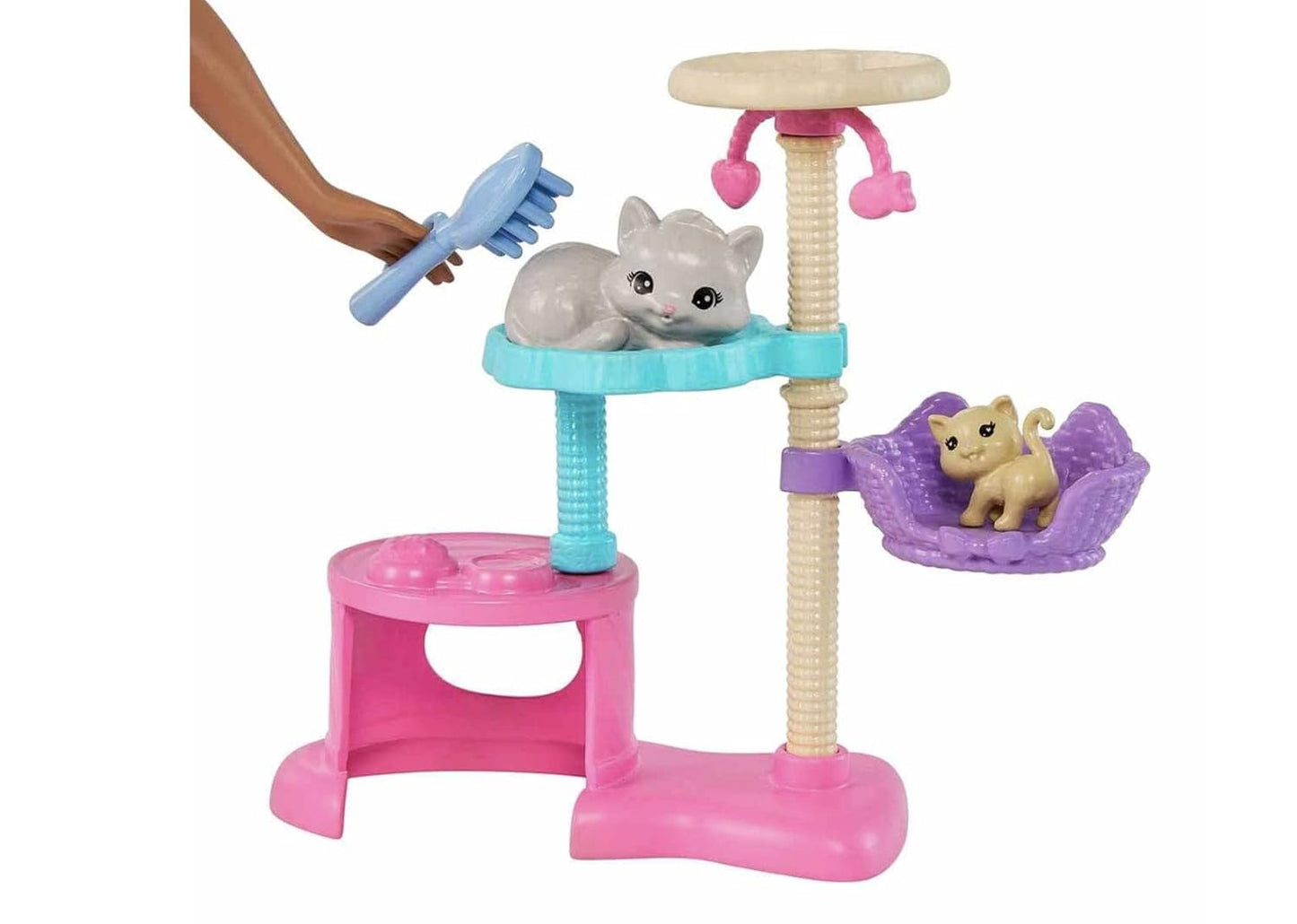 Barbie® Kitty Condo™ Doll and Pets Playset Doll (Brunette), 1 Cat, 4 Kittens, Cat Tree & Accessories, Toy for 3 Year Olds & Up HHB70