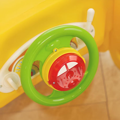 Playwell Yaya School Compact Bus Slide, Indoor Play Set with Musical Steering Wheel, HDPE Material, Safety Handle, Non-Slip Stairs, KC Certified for Children