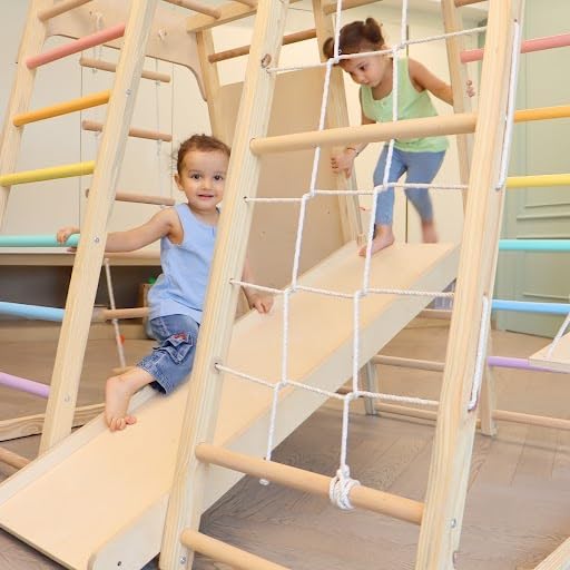 Curious Cub Jungle Gym for Kids Indoor, 7-in-1 Swing Slide & Climb