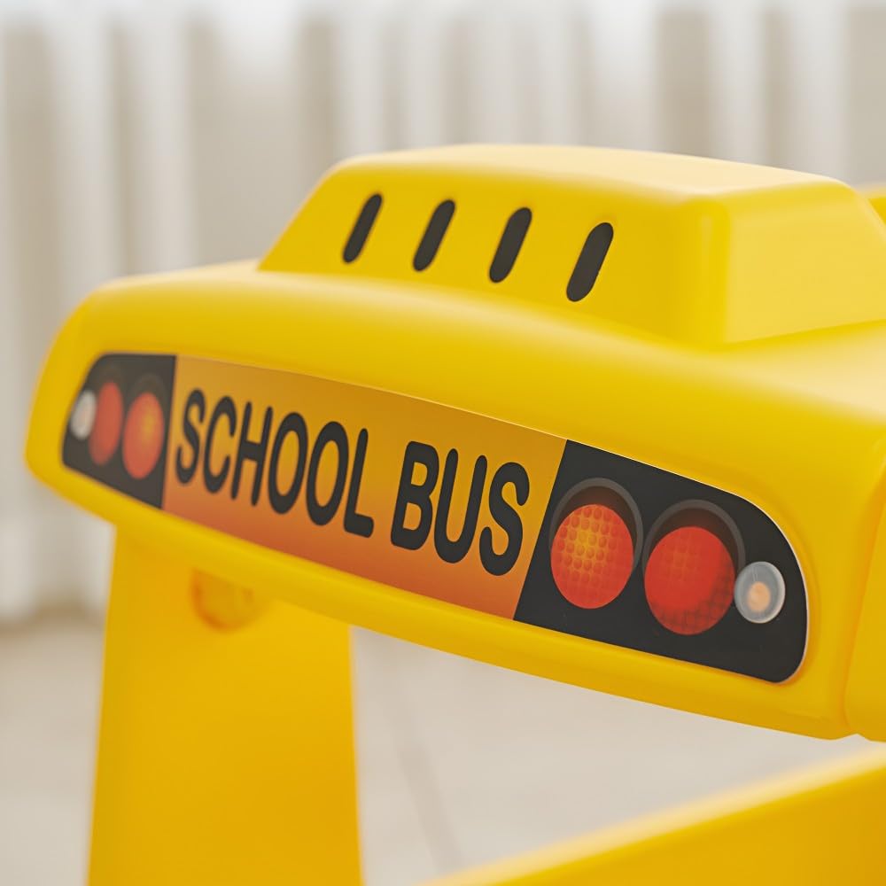 Playwell Yaya School Compact Bus Slide, Indoor Play Set with Musical Steering Wheel, HDPE Material, Safety Handle, Non-Slip Stairs, KC Certified for Children