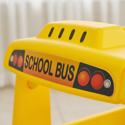 Playwell Yaya School Compact Bus Slide, Indoor Play Set with Musical Steering Wheel, HDPE Material, Safety Handle, Non-Slip Stairs, KC Certified for Children