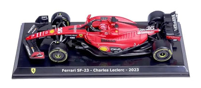 Bburago Metal - 1/24 Scale Model Compatible with Ferrari SF23# 16 Compatible with Charles Leclerc F1 Racing Car Model 2023, Red
