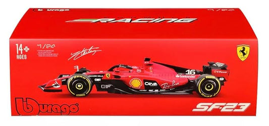 Bburago Metal - 1/24 Scale Model Compatible with Ferrari SF23# 16 Compatible with Charles Leclerc F1 Racing Car Model 2023, Red