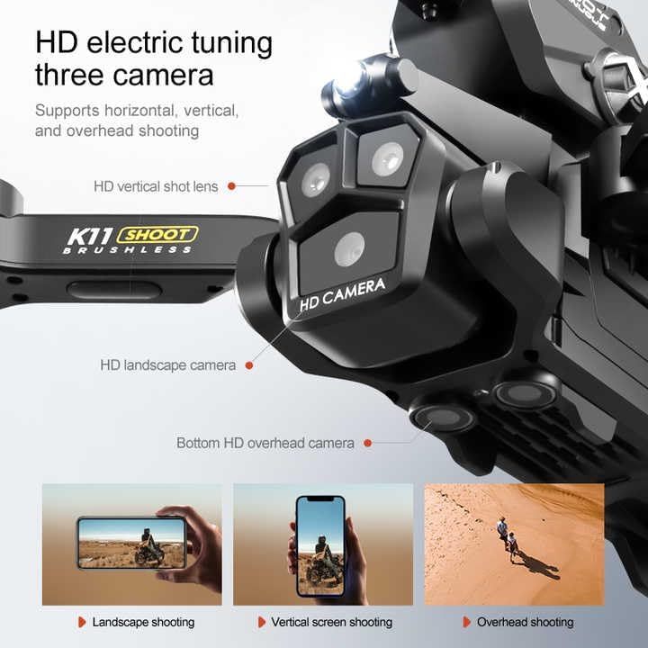 K11 Max Aerial Photography Drone with Water Bomb Launcher | 4K Triple HD Cameras | Brushless Motor | Optical Flow Positioning | Gesture Control | Real-Time HD Transmission