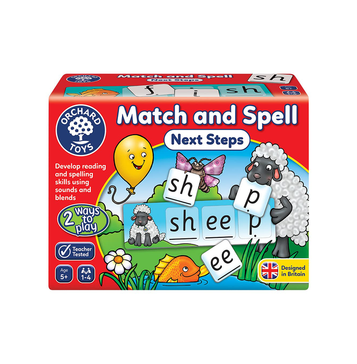 Orchard Toys Match and Spell Next Steps, Reading and Spelling Activity, Educational Game for Phonics, Sounds and Blends for Kids Age 5+ Years, Teacher Tested, Party Gift