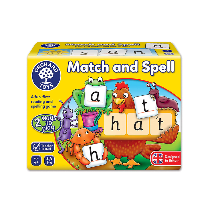 Orchard Toys Match and Spell, Reading and Spelling Activity, Educational Board Game, Helps Teach Phonics and Word Building to Children Ages 4 to 8 Years, Teacher Tested, Gifts for Boys and Girls