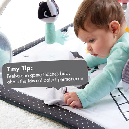 Tiny Love Baby Tummy Time Play Mat, Gymini Deluxe Baby Play Mats for Floor, Magical Tales Black & White Activity Gym
