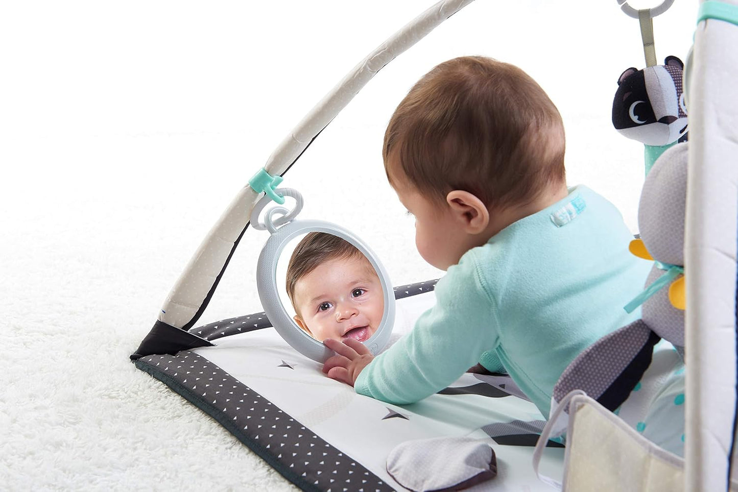 Tiny Love Baby Tummy Time Play Mat, Gymini Deluxe Baby Play Mats for Floor, Magical Tales Black & White Activity Gym