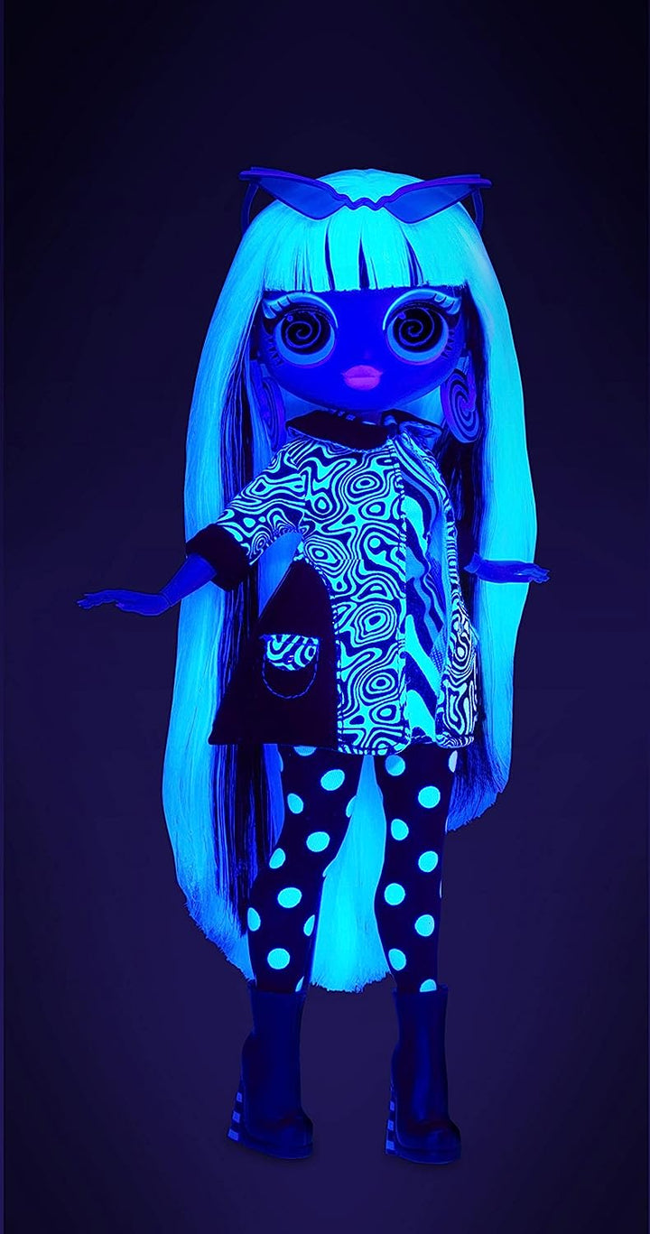 LOL Surprise OMG Lights Groovy Babe Fashion Doll with 15 Surprises Accessories Set | Includes Fashion Doll and Magic Black Light Surprises| Great Gift for Girls