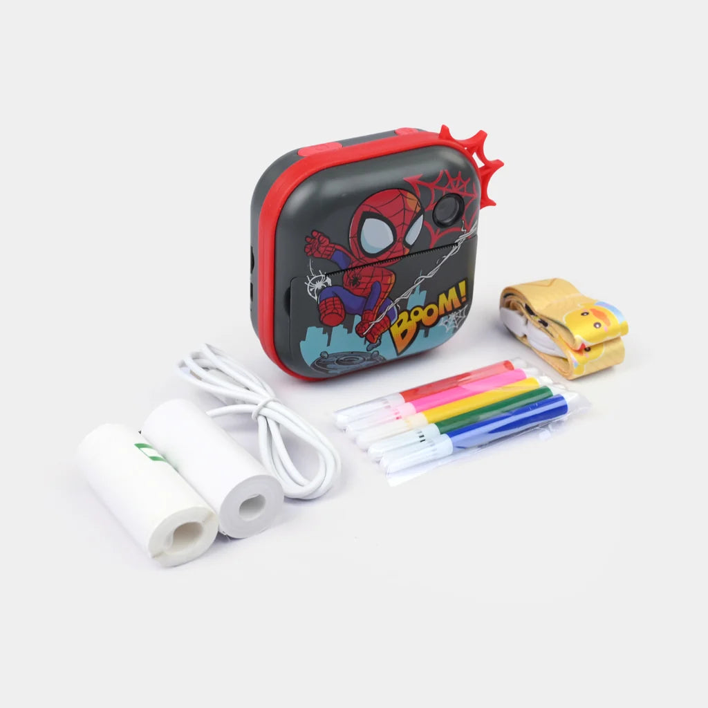 Kids Instant Print Camera Toy – Mini Photo Printer with Coloring Pens, Print Paper & Stickers, Fun Character Design for Boys & Girls