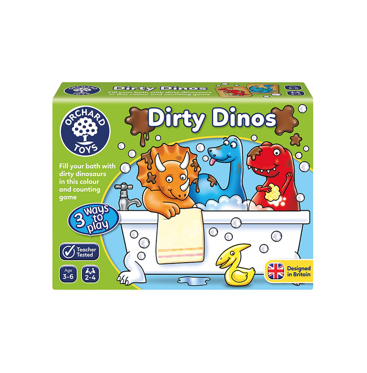 Orchard Toys Dirty Dinos, Colour and Counting Board Game for Preschoolers and Kids Age 3 to 6 Years, Teacher Tested, Educational for Family and Travel, Party Gift