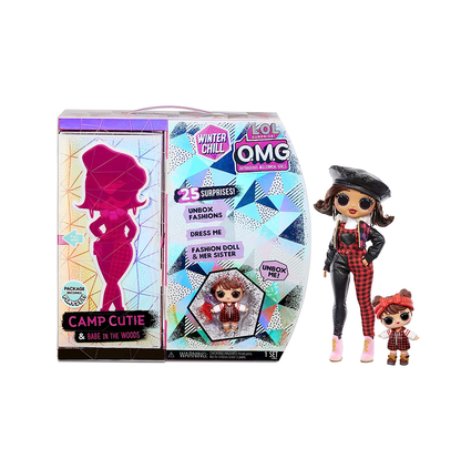 L.O.L. Surprise! OMG Winter Chill Camp Cutie Fashion Doll & Sister Babe in the Woods Doll with 25 Surprises to Unbox - Clothes & Accessories with Reusable Playset for Kids Girls Ages 4+