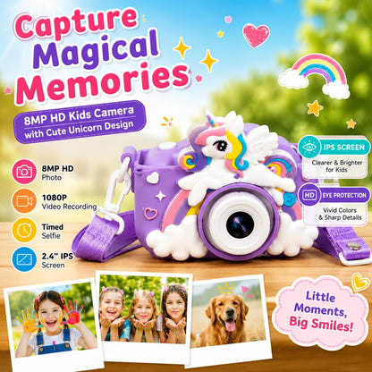 Kids Digital Camera for Children – 2 Inch HD Screen, Soft Silicone Character Case, Rechargeable Camera Toy for Boys & Girls