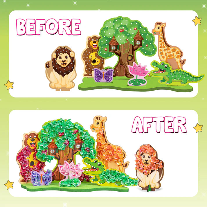 POKE 'N' CREATE - Jungle Animal Kingdom | 4-8 years | DIY CRAFT KIT(PACK OF 6)