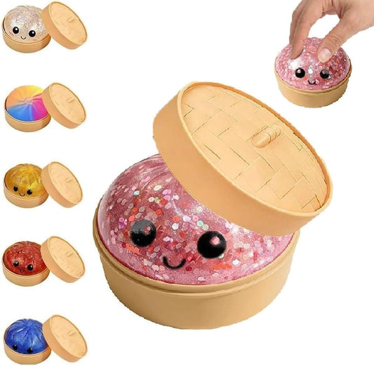 Dumpling Squishy Mystery Box, Random 1 of 14 Colors, Cute Squishy Dumpling Toy, Soft Stretchy Squeeze Toy, Sensory Fidget Toys for Anxiety Relief, Perfect for Party Favors, Birthday Gifts &amp; Desk Toys