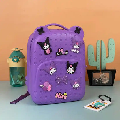 Kids Cartoon Character Silicone Backpack | Cute Bear Ear School Bag with Charms for Girls & Boys | Waterproof EVA Travel Bag