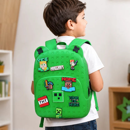 Kids Cartoon Character Silicone Backpack | Cute Bear Ear School Bag with Charms for Girls & Boys | Waterproof EVA Travel Bag