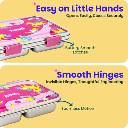 Basil Bento Neo Classic 2025 – 3 Compartment Stainless Steel Lunch Box, 1000 ml | Pixie Dash