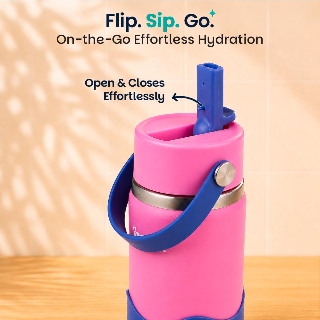 Basil HydraPop 380ml Insulated Stainless Steel Sipper – Loop Handle Kids Bottle