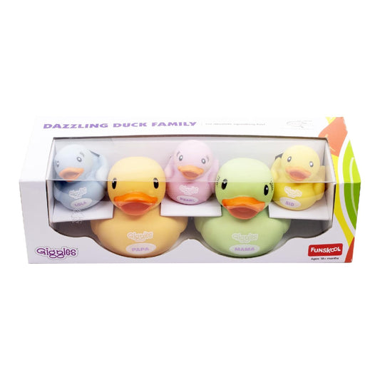 Giggles Dazzling Duck Family Squeakers , Multicolor Duck Squeakers,Ages : 6 Months (PACK OF 12)