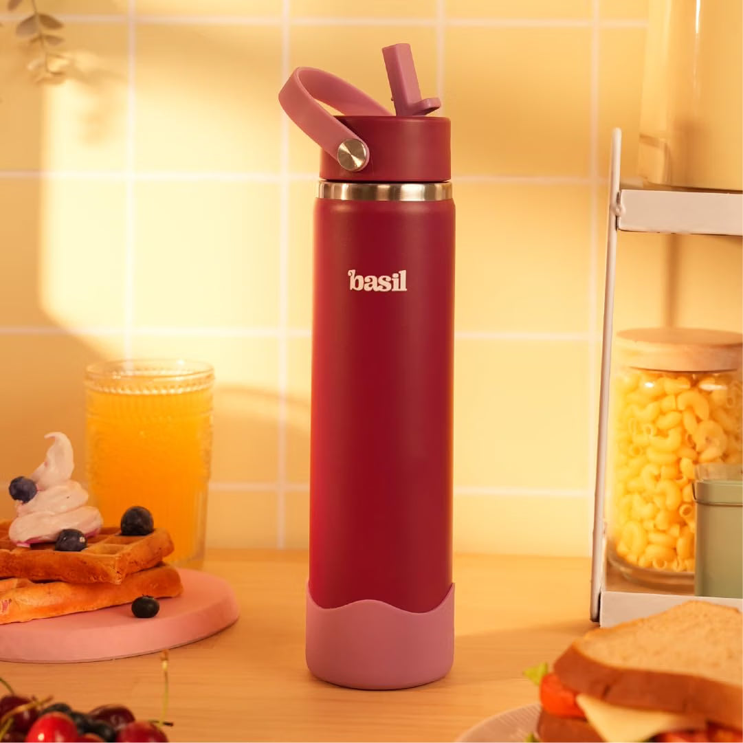 Basil HydraFizz 800ml Insulated Stainless Steel Sipper Bottle – Leakproof Carry Handle