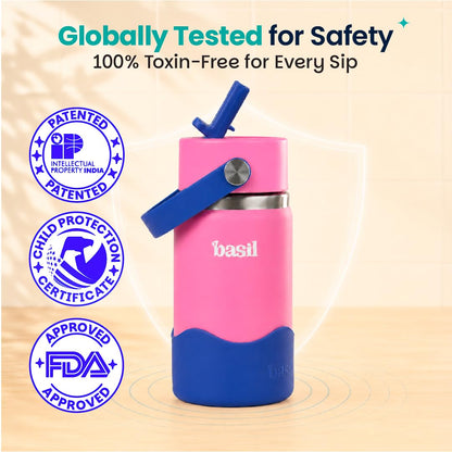 Basil HydraPop 380ml Insulated Stainless Steel Sipper – Loop Handle Kids Bottle