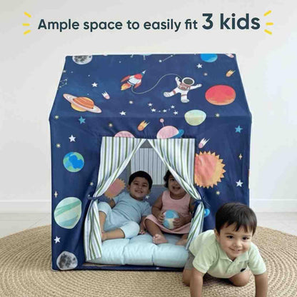 Curious Cub Kids Tent House|Baby Tent House for Kids 2-5 Years|Space Print Play House for Children with Curtains & Easy Setup|Ideal for Screen Free Play Time, Pretend Play, Reading|Gift for Children