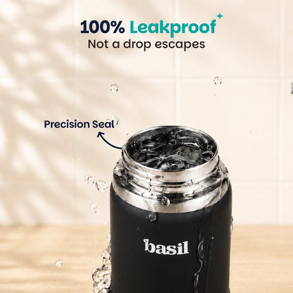 Basil HydraFizz 800ml Insulated Stainless Steel Sipper Bottle – Classic Plum Black