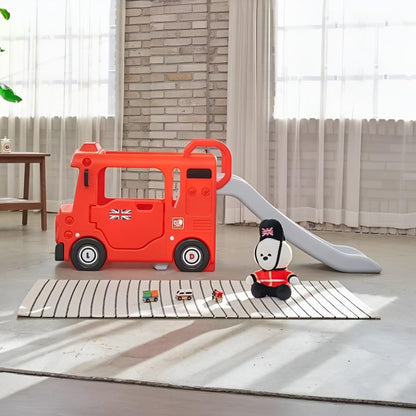Yaya London Compact Bus Slide, Indoor Play Set with Musical Steering Wheel, HDPE Material, Safety Handle, Non-Slip Stairs, KC Certified for Children