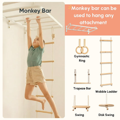 Curious Cub Jungle Gym for Kids Indoor | Kids Gymnastics At Home Gym | Contains Rock Climbing, Wall Climbing for Kids | Ladder for Kids to Play Indoor Fun Activity for Ages 4+(9 FEET)