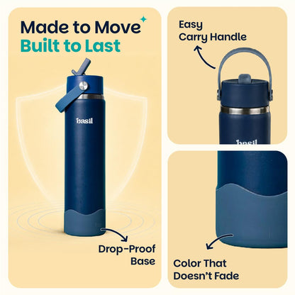 Basil HydraFizz 800ml Insulated Stainless Steel Bottle – Classic Navy