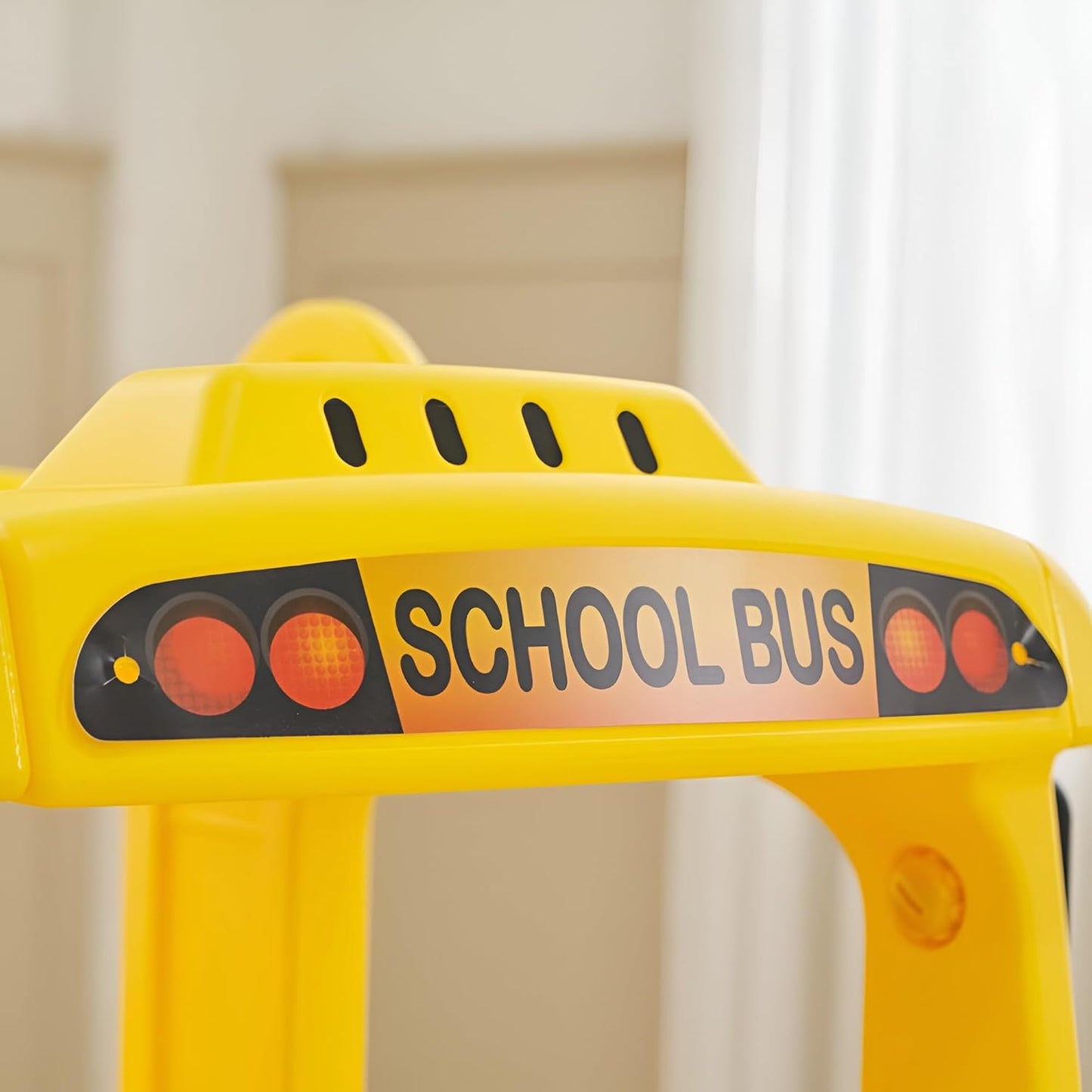 Yaya School Bus Roof Car, Ride-on Toy with Interactive Steering Wheel, EVA Foam Wheels, Storage Compartment, 360° Rotating Front Wheel, Double Opening Doors, Indoor Outdoor Use