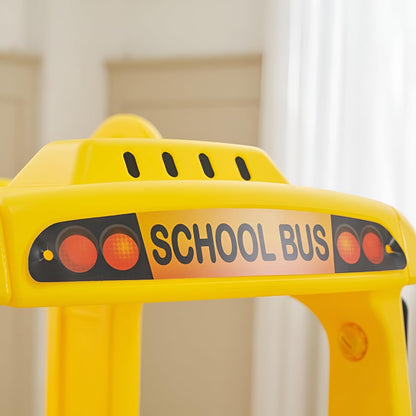 Yaya School Bus Roof Car, Ride-on Toy with Interactive Steering Wheel, EVA Foam Wheels, Storage Compartment, 360° Rotating Front Wheel, Double Opening Doors, Indoor Outdoor Use