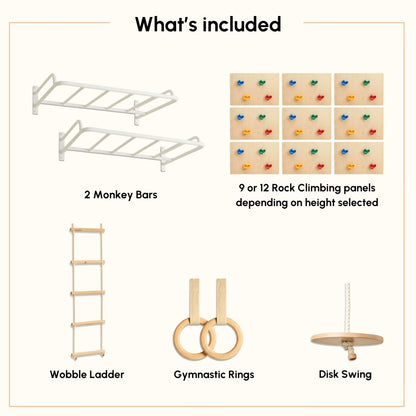 Curious Cub Jungle Gym for Kids Indoor | Kids Gym Play Set | Contains Monkey Bar, Gymnastics Ring, Disk Swing, Rope Ladder for Kid to Play Indoor Fun Activity for Ages 4+ (UL1- 7 FEET)