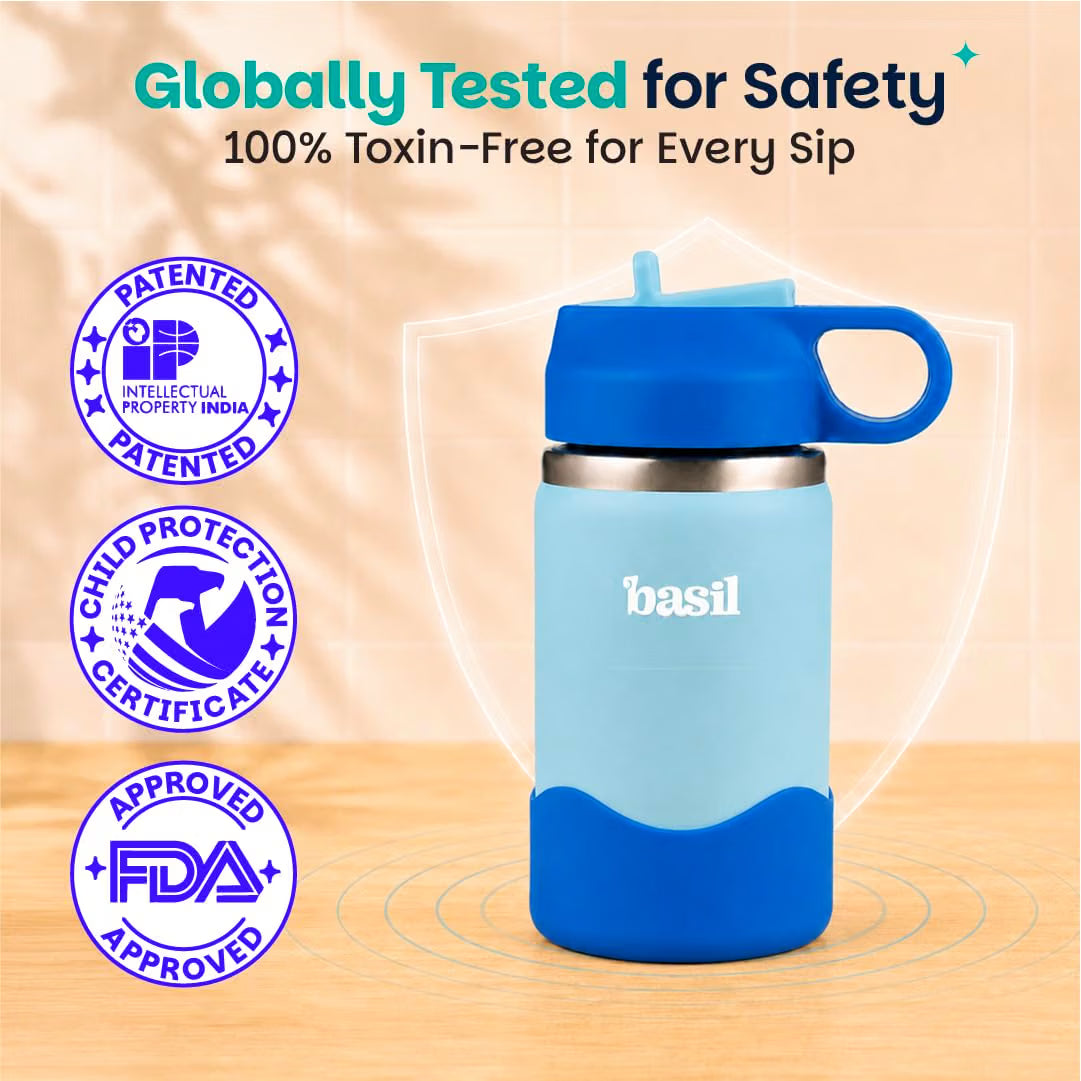 Basil HydraRush 380ml Insulated Stainless Steel Water Bottle – BPA-Free Kids Sipper