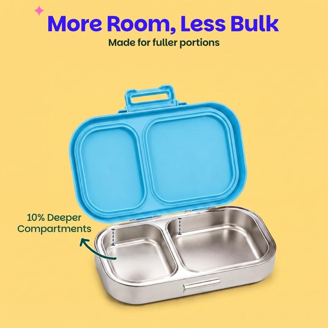 Basil Bento Ace 2 Compartment Stainless Steel Lunch Box – 750ml Leak-Proof Tiffin