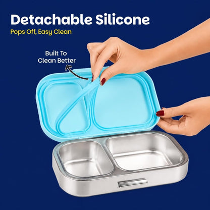 Basil Bento Ace 2-Compartment Stainless Steel Lunch Box Leakproof School Tiffin