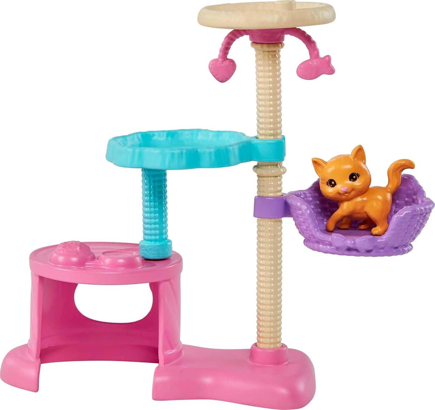 Barbie® Kitty Condo™ Doll and Pets Playset Doll (Brunette), 1 Cat, 4 Kittens, Cat Tree & Accessories, Toy for 3 Year Olds & Up HHB70