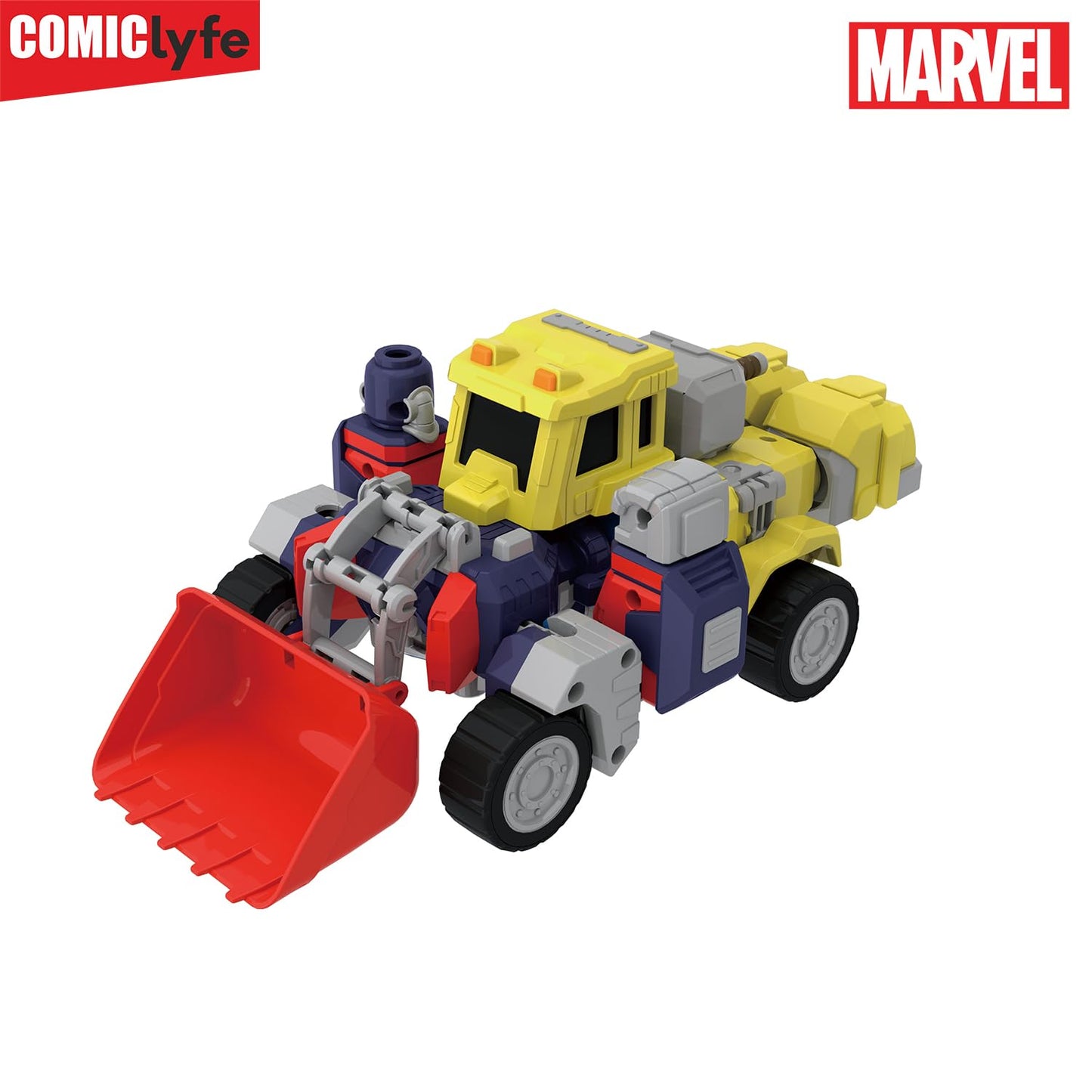 Marvel Thor Transforming Mech Suit Construction Truck | Avengers Superhero Action Figure Toy by Comiclyfe | Fully Articulated ABS + PV Collectible | Super Heroes Robot Toy for Kids (Multicolor)