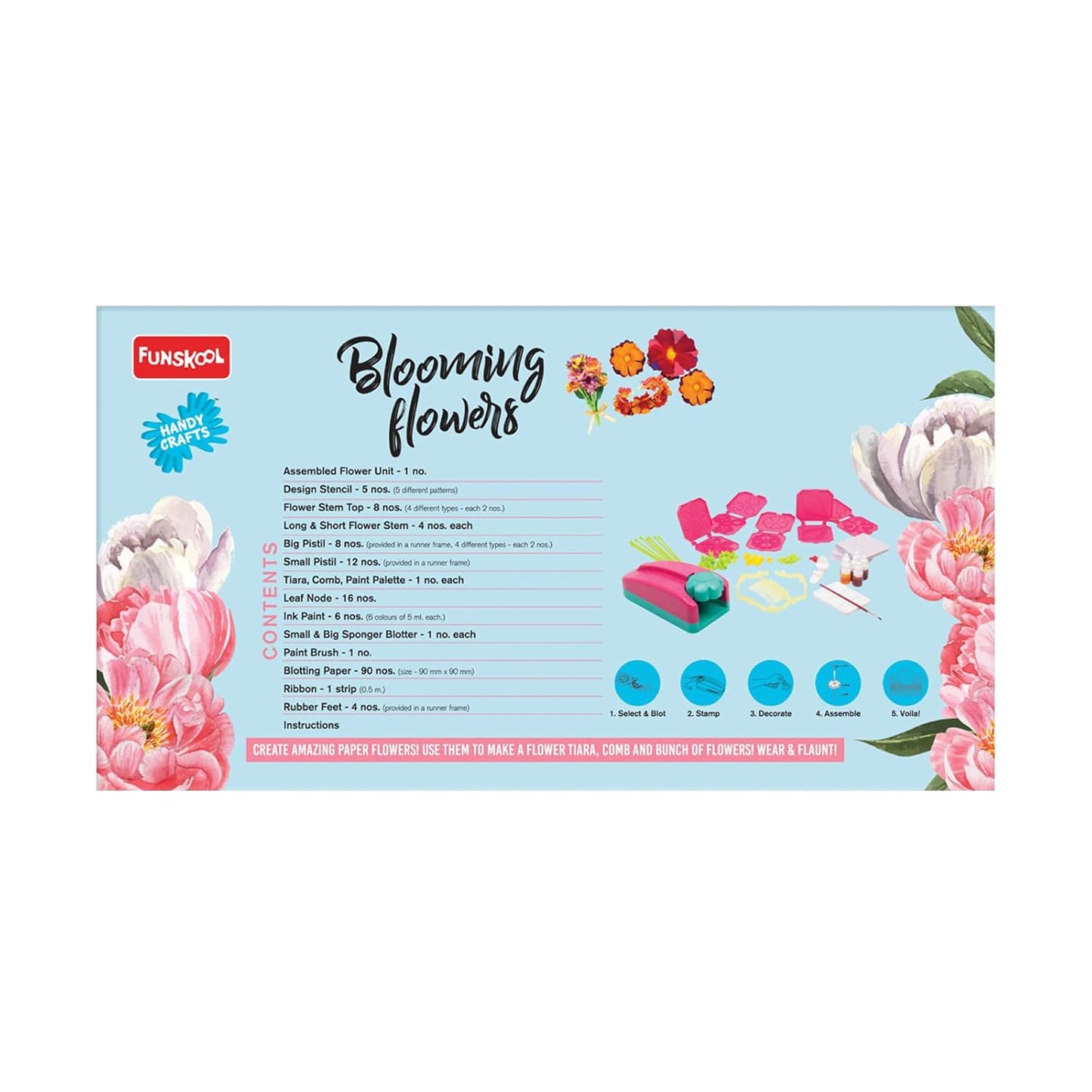 Handycrafts Blooming Flowers, Paper Flower Making kit (PACK OF 4)