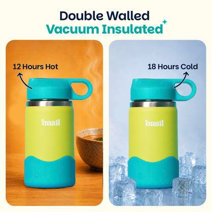 Basil HydraPop 380ml Insulated Stainless Steel Water Bottle – BPA-Free Kids Sipper