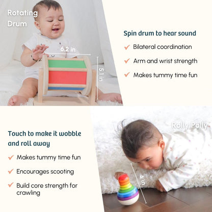 Curious Cub Montessori Learning Wooden Toys | Box 3: 5+ Month | Montessori Toys for 5+ Months | Learning Blocks,Sensory,Auditory & Memory Skills | Toddlers Activity Toys | New Born Baby Gift