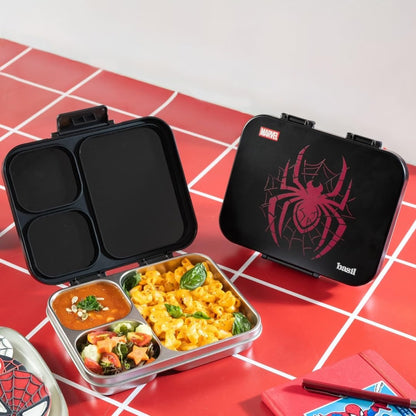 Basil Bento 3-Compartment Stainless Steel Lunch Box Easy-Open Leak-Resistant Tiffin