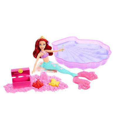 Mattel Disney Princess Ariel Mermaid Doll Playset & Pool Set with Moldable Sand, 3 Sand Molds, Beach Towel & 5 Accessories, Inspired by The Little Mermaid,Doll