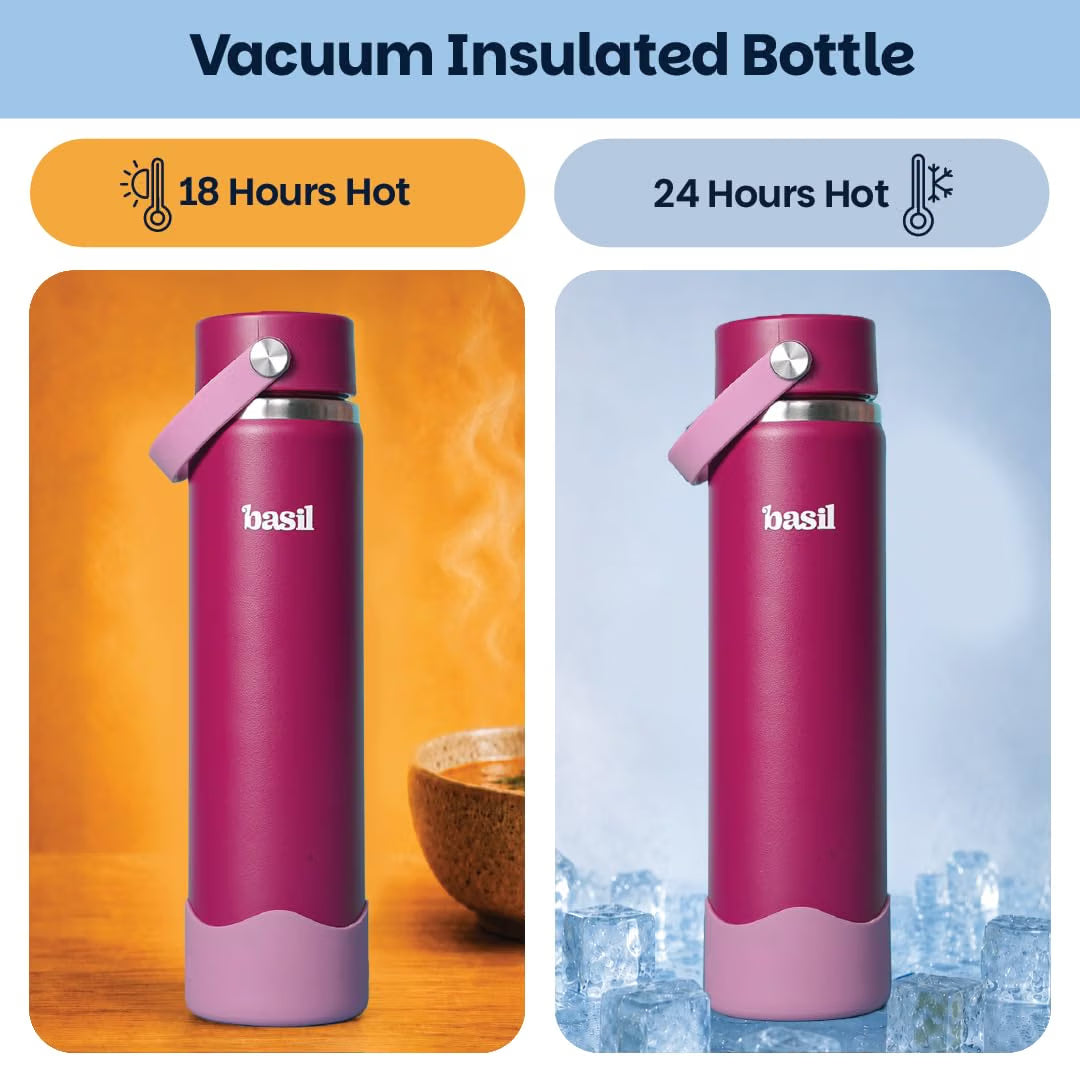 Basil HydraFizz 800ml Insulated Stainless Steel Sipper Bottle – Leakproof Carry Handle