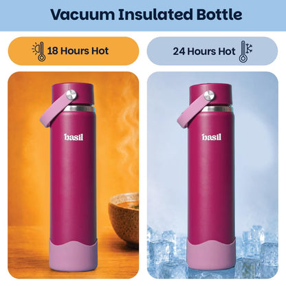 Basil HydraFizz 800ml Insulated Stainless Steel Sipper Bottle – Leakproof Carry Handle