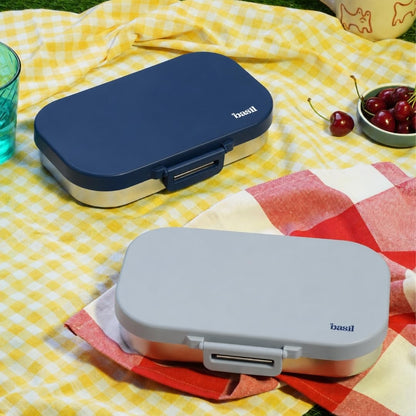 Basil Bento Ace – 2 Compartment Stainless Steel Lunch Box, 750 ml | Classic Grey