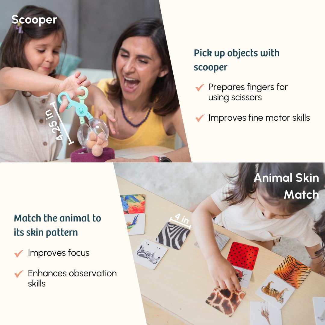 Curious Cub Montessori Learning Wooden Baby Toys | Box 14: 2.9+ Yrs | Problem Solving, Measuring Skill Children Toys | Montessori Toys for 2+ Year Old | Fine Motor & Memory Skills | Baby Gift Set