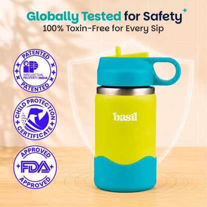 Basil HydraPop 380ml Insulated Stainless Steel Water Bottle – BPA-Free Kids Sipper
